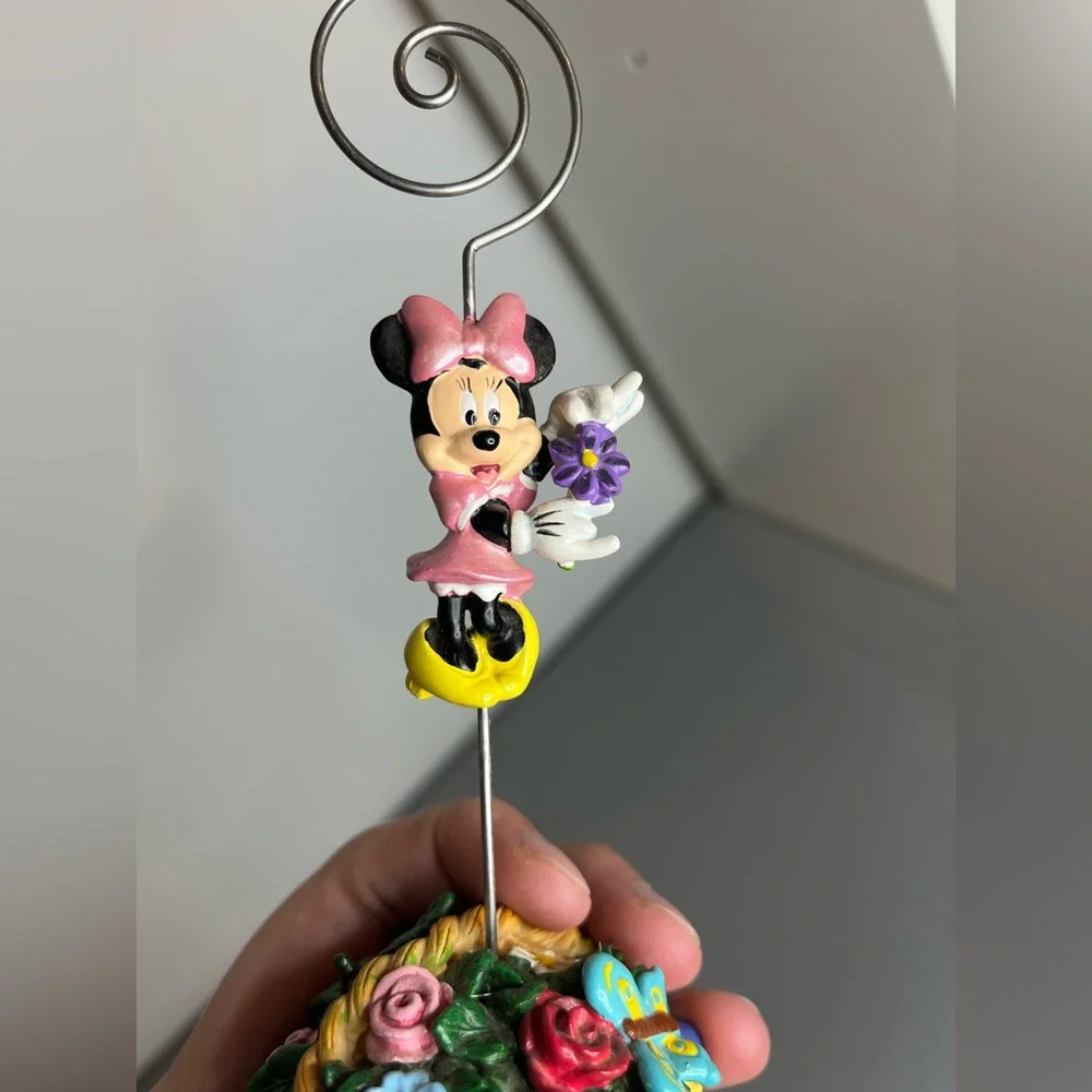 Disney VTG Park Minnie Mouse Colorful Spring Floral Scene Picture Photo Holder
